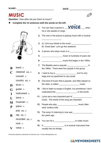 Music vocabulary