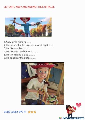 Toy story assessment listening comprehension