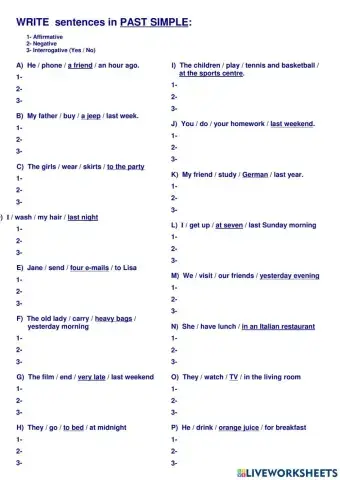 Past simple exercises