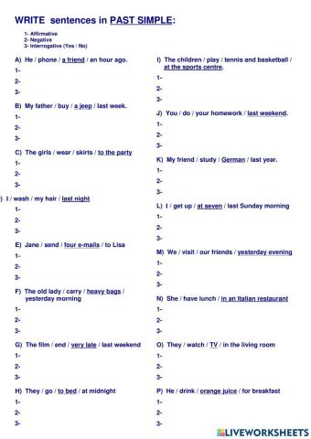 Past simple exercises