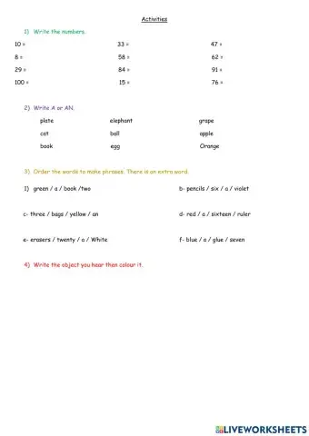 Colors and prepositions