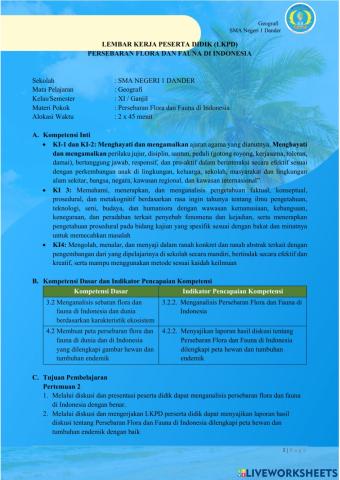 LKPD Persebaran Flora dan Fauna di Indonesia