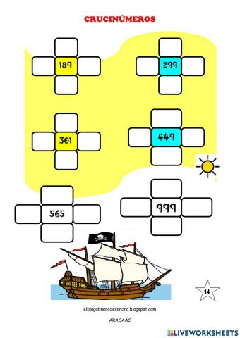 Cruces numéricas tabla del 1000