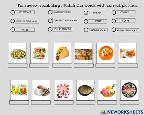 Review food vocabulary