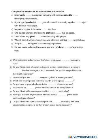 Prepositions Intermediate