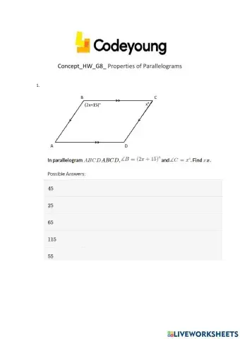 Concept-HW-G8- Properties of Parallelograms