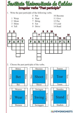 Past participle Irregular verbs