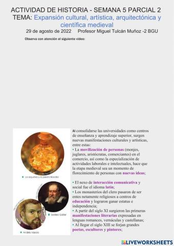 S5 Expansión cultural artística, arquitectónica y científica medieval