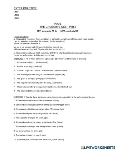 Causative Part 2 Empty NO ANSWERS