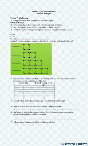 LKPD Pola dan Barisan Bilangan