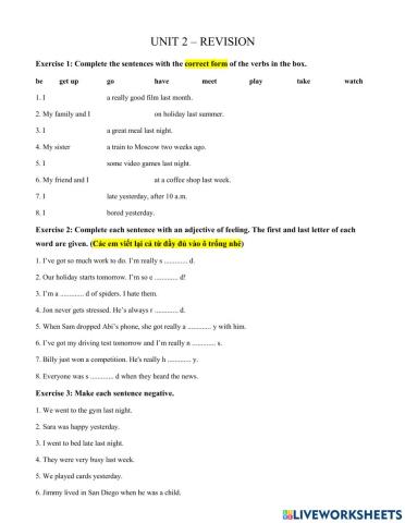 A2 plus - unit 2 - check points