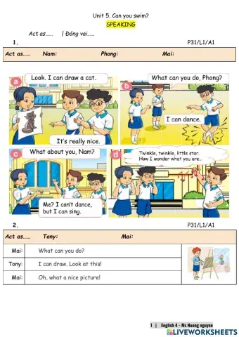 E4U5 (speaking) Can you swim?