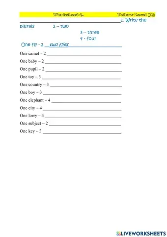 Worksheet 2 YL(2)
