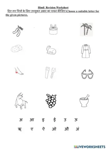 Hindi Revision Worksheet-Drag & Drop Activity