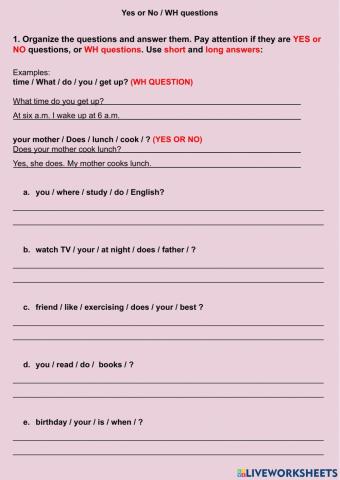 Yes or No - WH questions