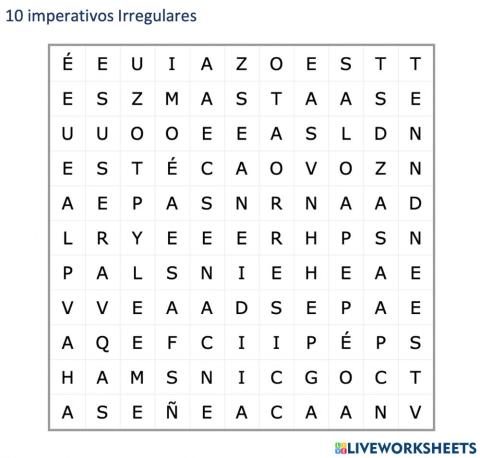 10 Imperativos Afirmativo Irregulares