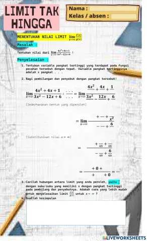 LKPD Limit Fungsi Tak Hingga f(x)-g(x)