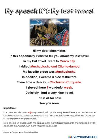 Audiotext: My last travel