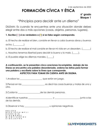 Principios ante un dilema