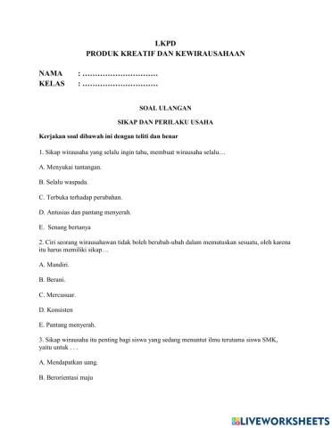 Sikap dan perilaku usaha