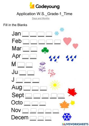Days and Months-Concept HW