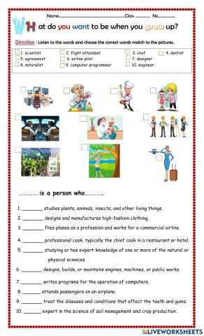 Jobs and occupations