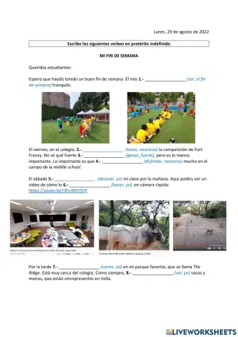 Mi fin de semana - Pretérito indefinido