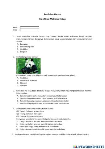 PH Klasifikasi Makhluk Hidup