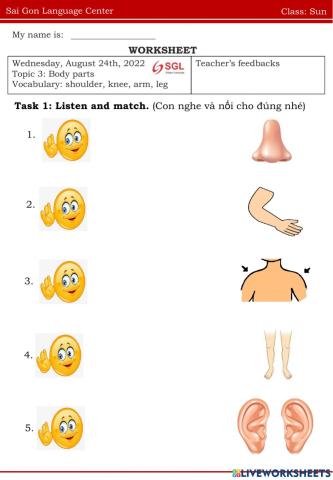 Topic 3 Body parts