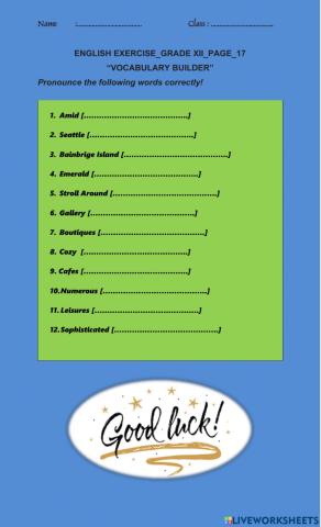 English exercise-grade xii-page-17 pronunciation