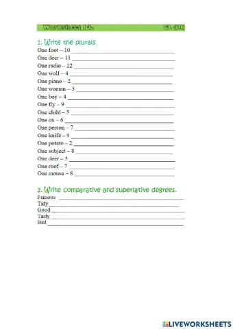 Green 2 Worksheet 14