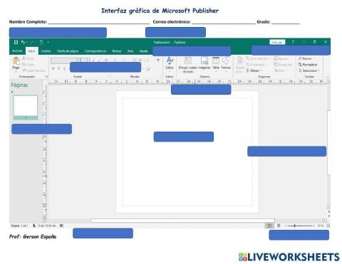 Interfaz gráfica de Microsoft Publisher
