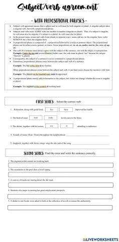 Subject-verb agreement with prepositional phrases