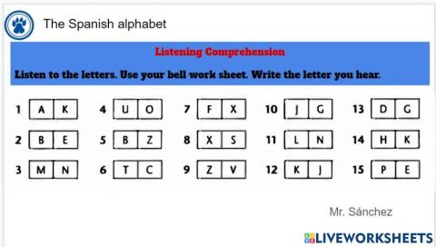 The Spanish Alphabet. Letter recognition.