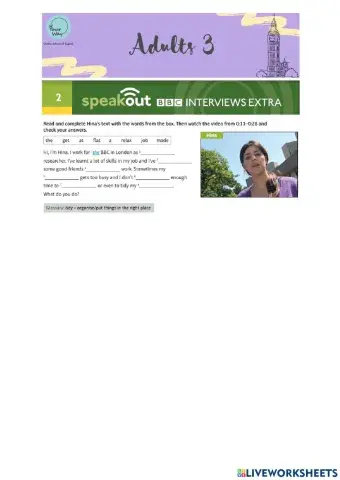 Speak Out Pre-Int U2 Interview: Work