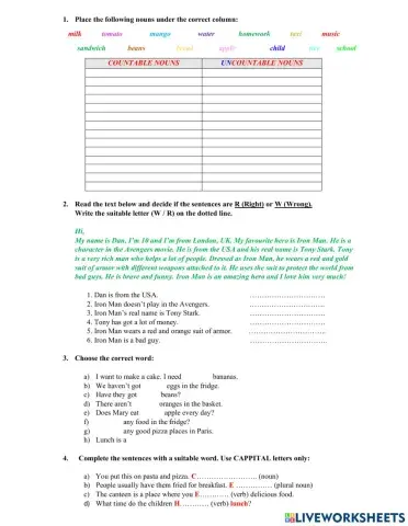 Unit 4 - plural nouns, determiners, vocabulary check