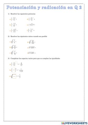 Potenciación y radicación en Q 2