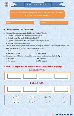 Lkpd optimis ikhtiar dan tawakal