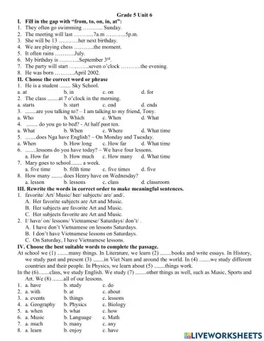 English Grade 5 unit 6