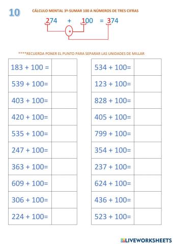 3ºCálculo 4.1 342 + 100