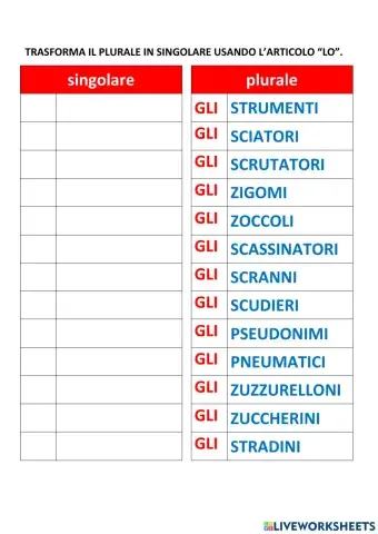 LO e GLI dal plurale al singolare