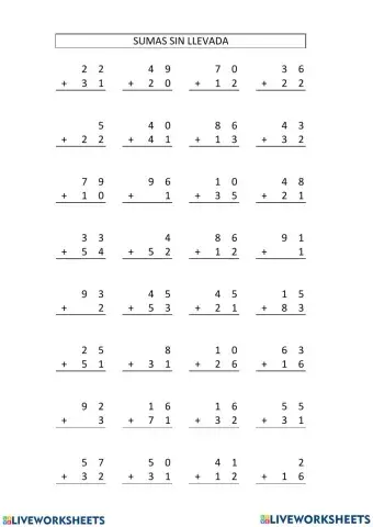 Mates-Sumas sin llevadas
