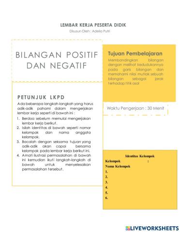 LKPD BIlangan Positif dan Negatif 1.2