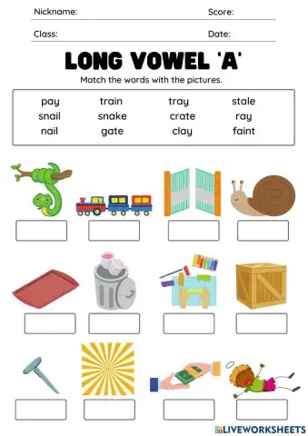 Long vowel a 'ai, ay, a-e'