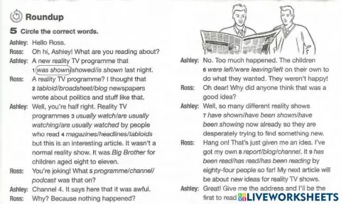 Passive voice and media vocabulary