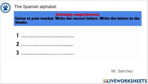 Listening comprehension. The Spanish Alphabet