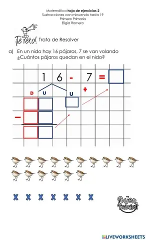 Sustracciones con minuendo hasta 19