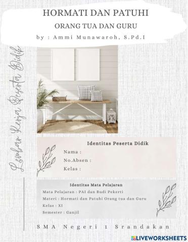 LKPD Hormat dan Patuh Kepada Orang Tua dan Guru