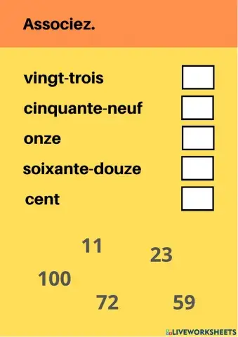 Les Nombres 0-100