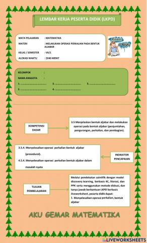 Operasi perkalian bentuk aljabar